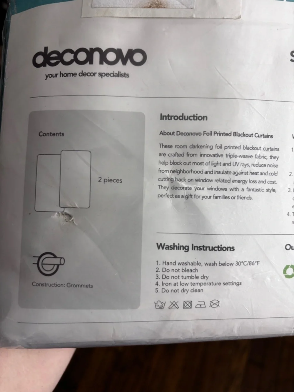 NWT Deconovo Striped Foil Printed Blackout Curtains - Teal